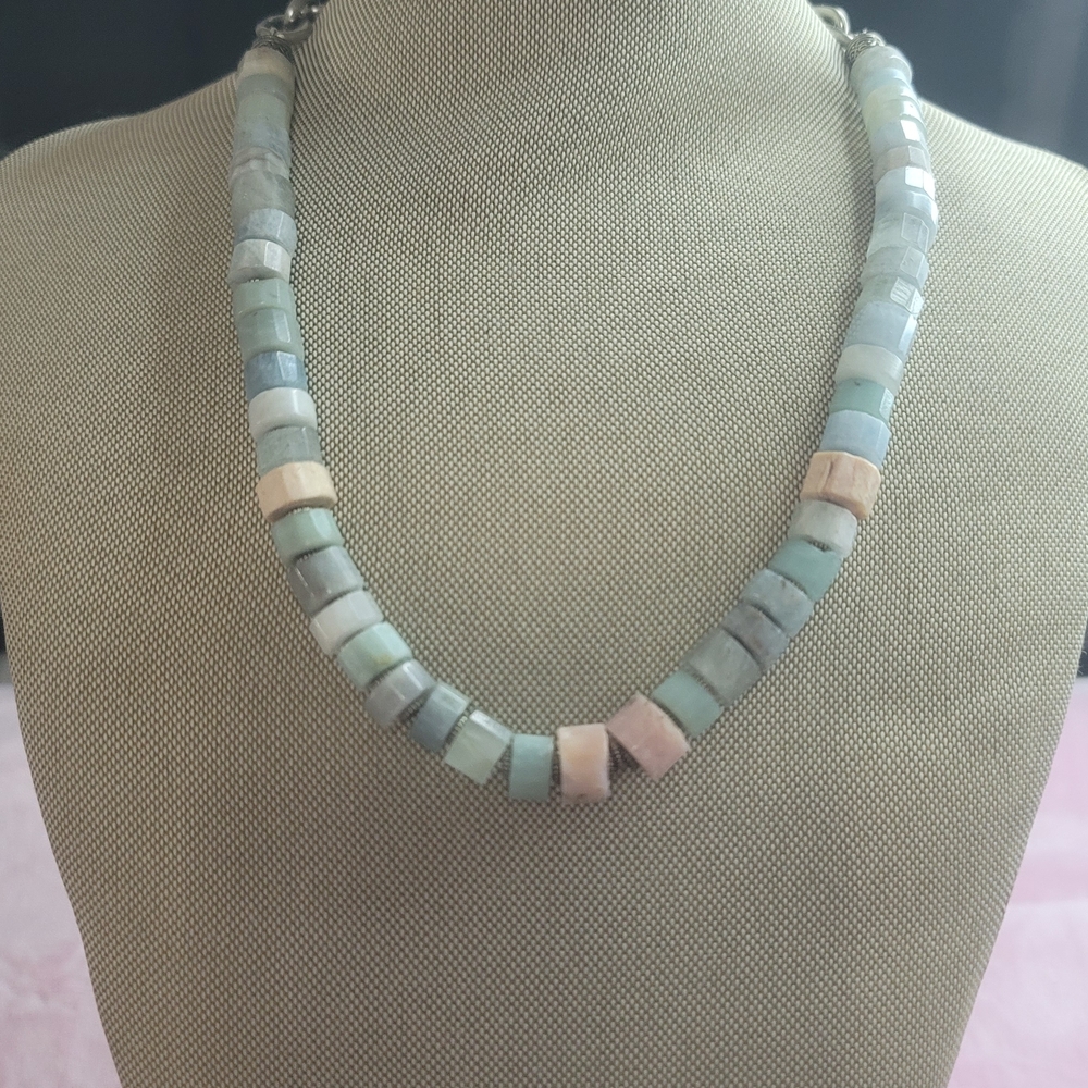 Elegant Multi-Color Beaded Necklace Natural  Amazonite Heishi Beads Strands
